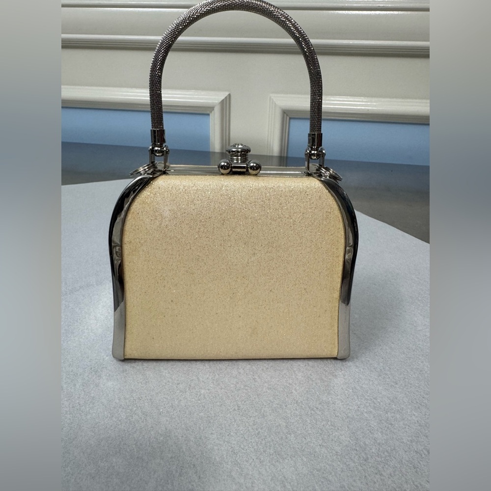 Y2K Cream and Silver glitter evening bag - Picture 3 of 13
